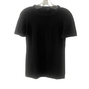 Theory Crew Neck Black Short Sleeve Knit Top Sz L